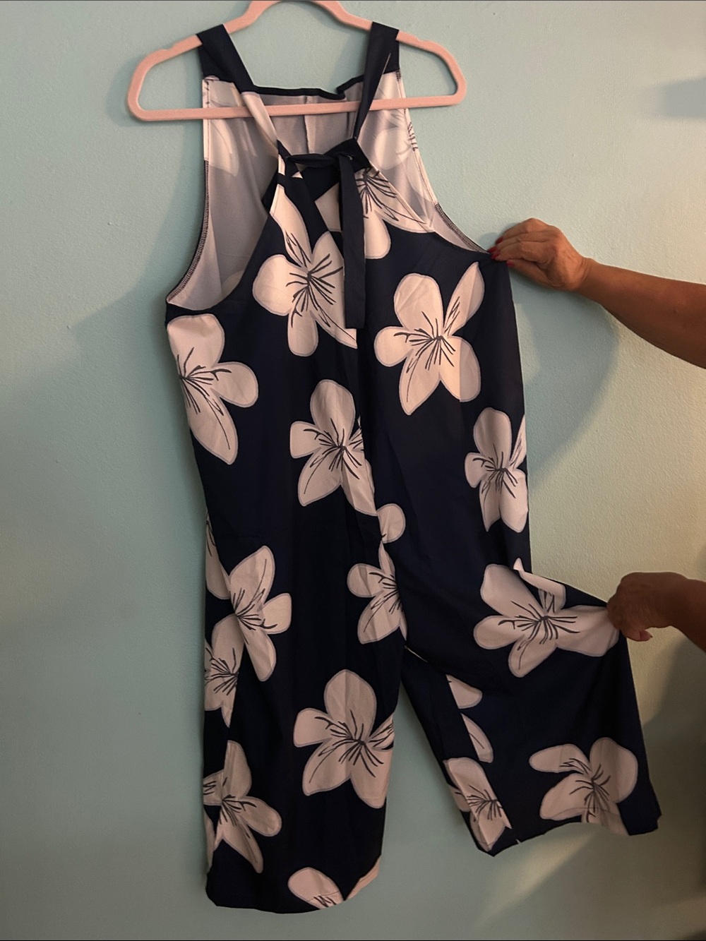 Navy Floral Sleeveless Jumpsuit